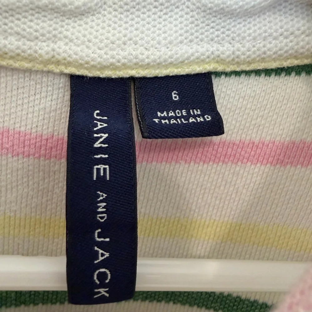 Janie and Jack Boys Striped Polo Shirt Size 6 Pastel Pink Green Yellow Cotton